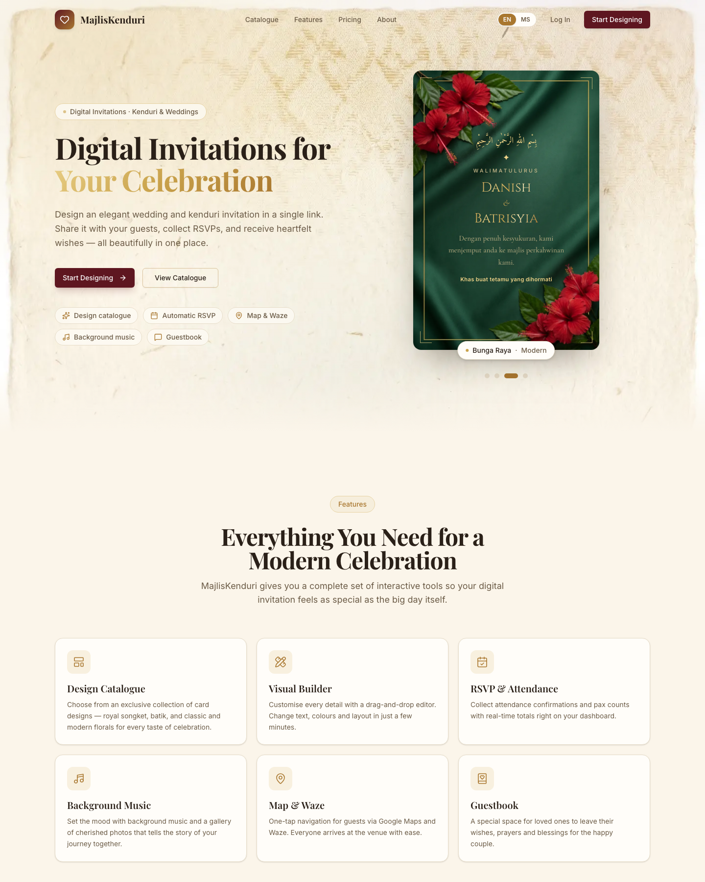 MajlisKenduri digital wedding invitation platform homepage